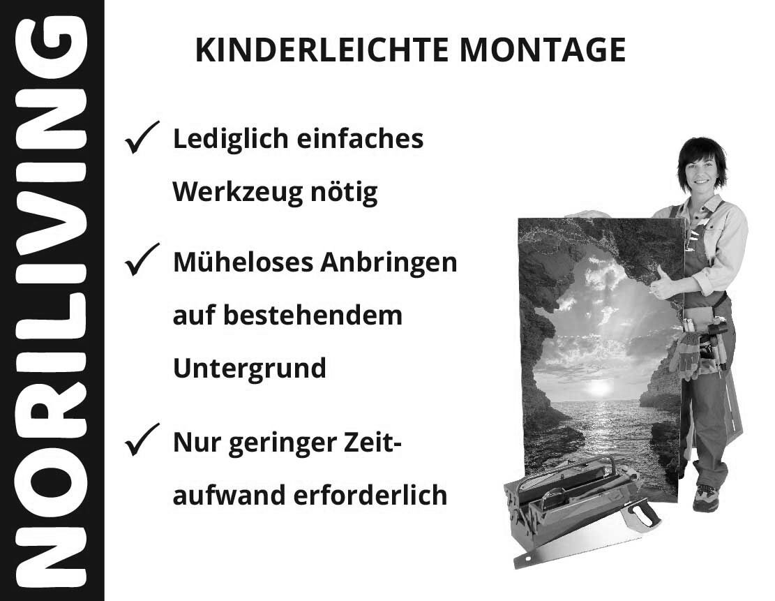 Aufzählung der Vorteile einer Badrückwand aus Aluverbund