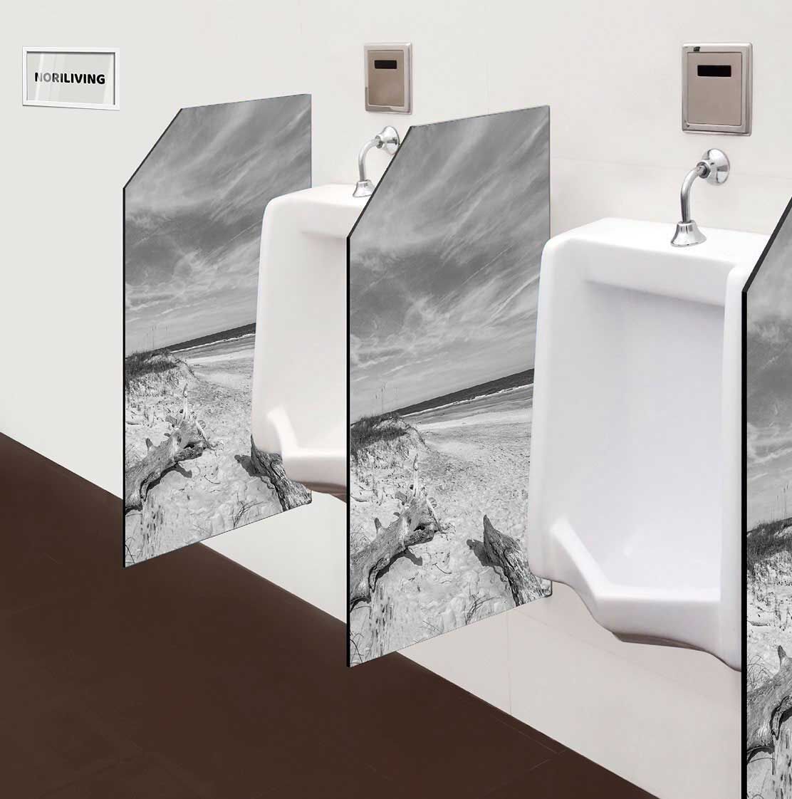 in der Toilette eingebaute Schamwand mit Motiv Dünengras am Strand 084 schwarz-weiß