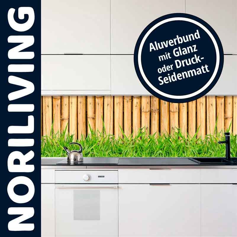 Küchenrückwand mit Bambus- und Grasdesign, erhältlich in Glanz oder Druck-Seidenmatt