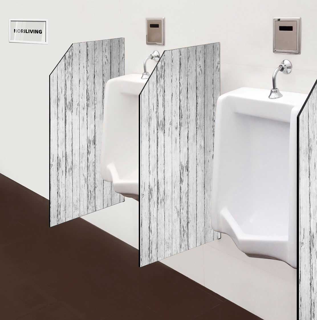 in der Toilette eingebaute Schamwand mit Motiv Beige-grauer Holzzaun 387 schwarz-weiß
