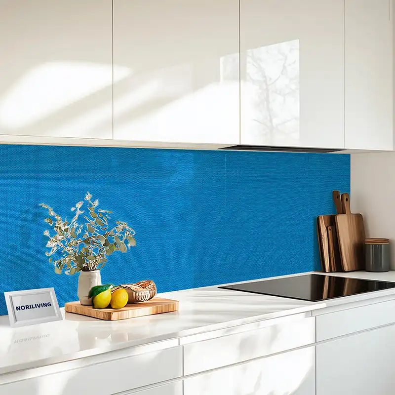 Küchenrückwand Alu 1-4 teilig Gewebestruktur Blau 2237
