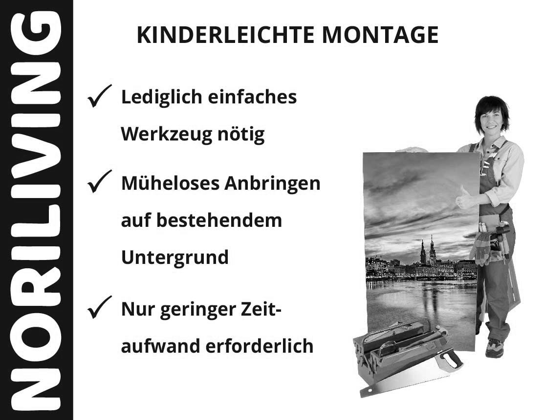Aufzählung der Vorteile einer Badrückwand aus Aluverbund