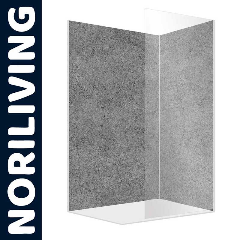 Duschwand von Noriliving mit grauem Steinoptik-Design