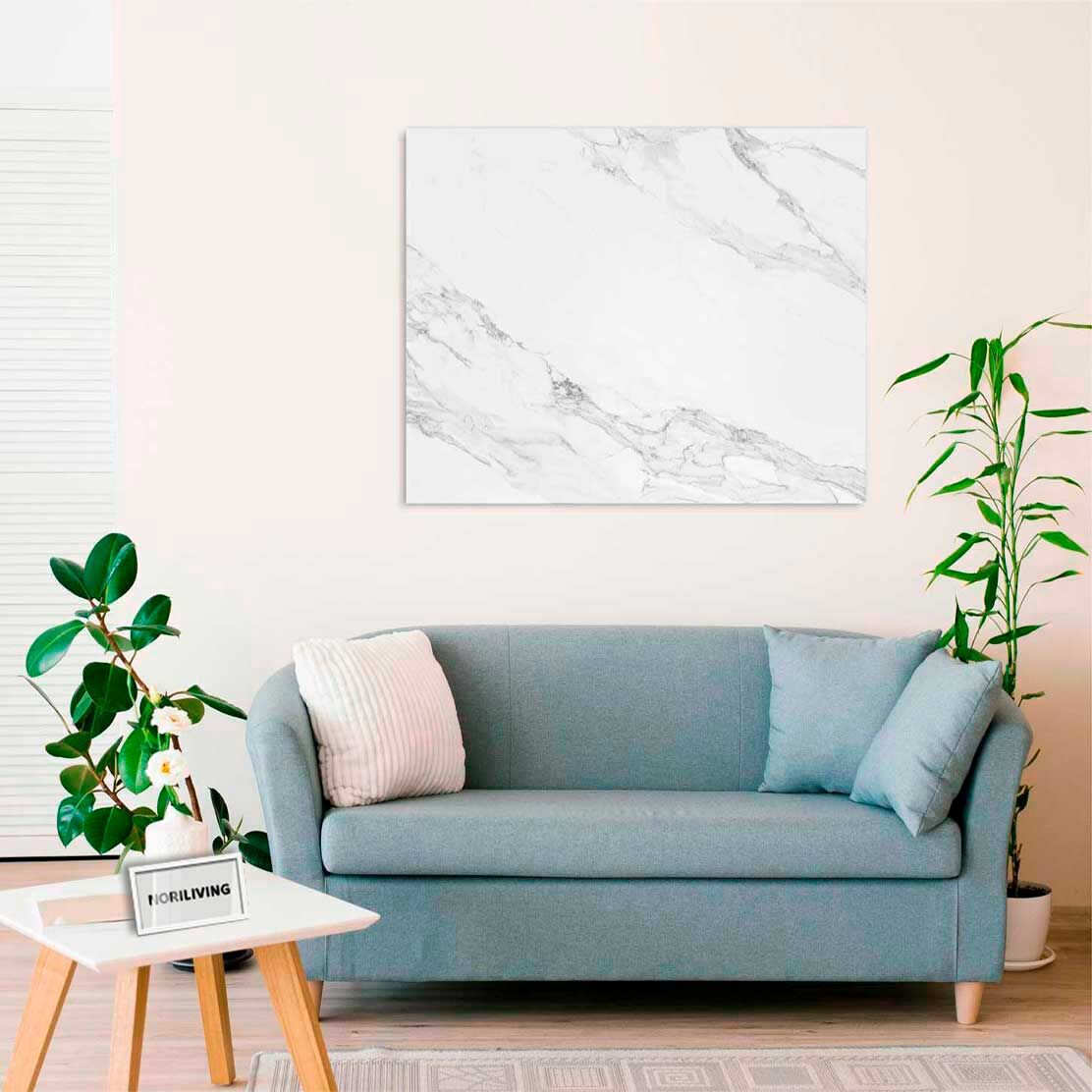 Wandbild über dem Sofa mit Motiv Marmor hellgrau 117a schwarz-weiß