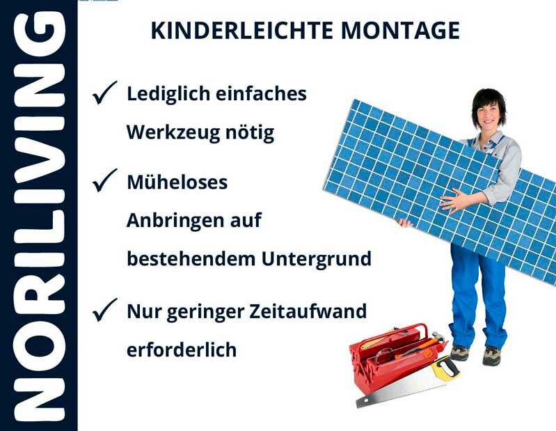 Anleitung zur kinderleichten Montage mit NORILIVING, minimaler Werkzeugeinsatz, schneller Aufbau