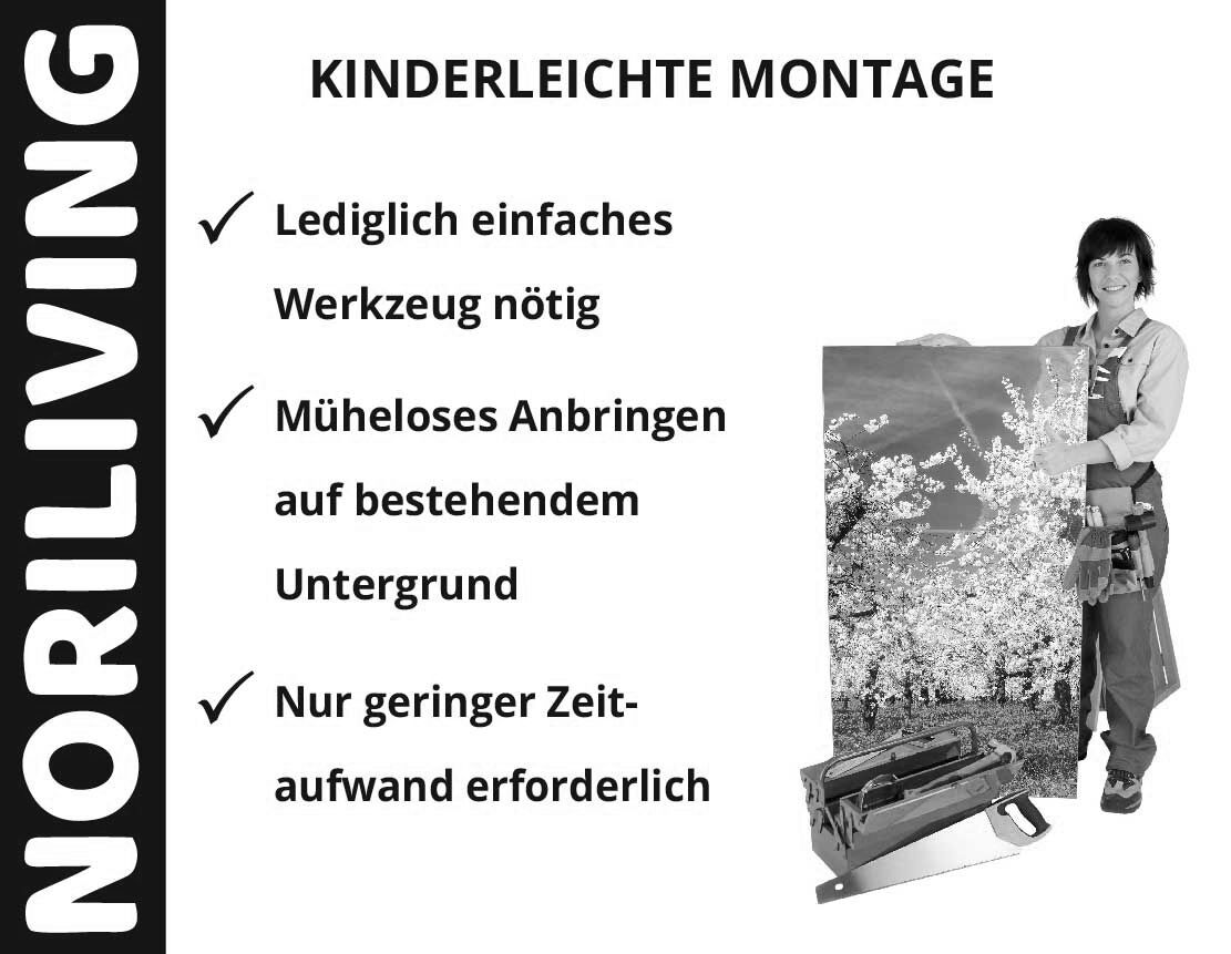 Aufzählung der Vorteile einer Badrückwand aus Aluverbund
