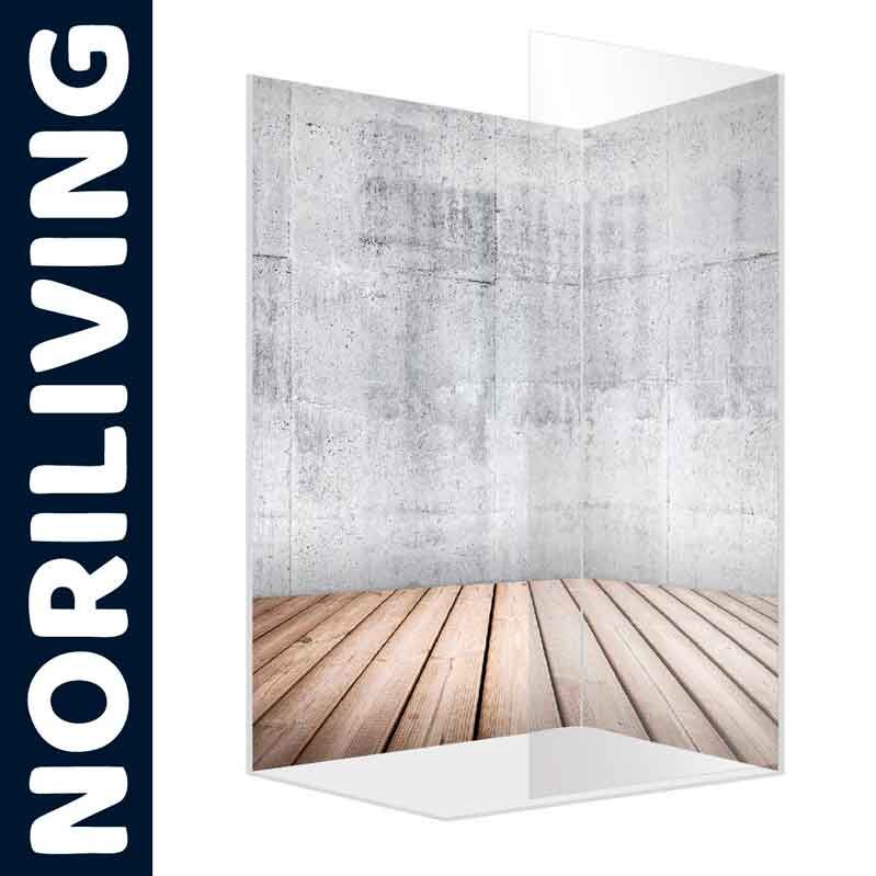Duschabtrennung von NORILIVING mit Glas und modernem Betonwand-Design