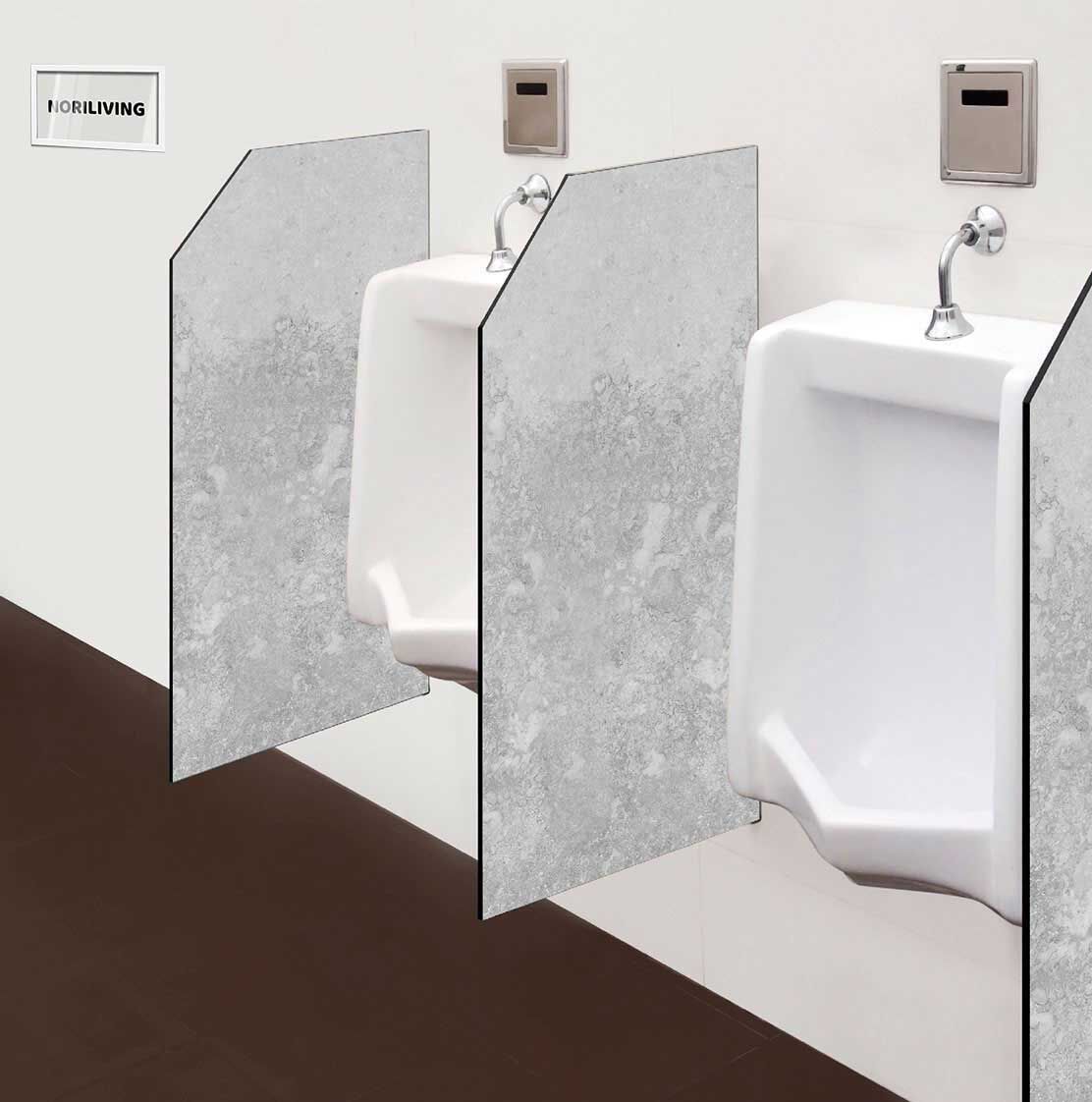 in der Toilette eingebaute Schamwand mit Motiv Marmor hell beige 527 schwarz-weiß
