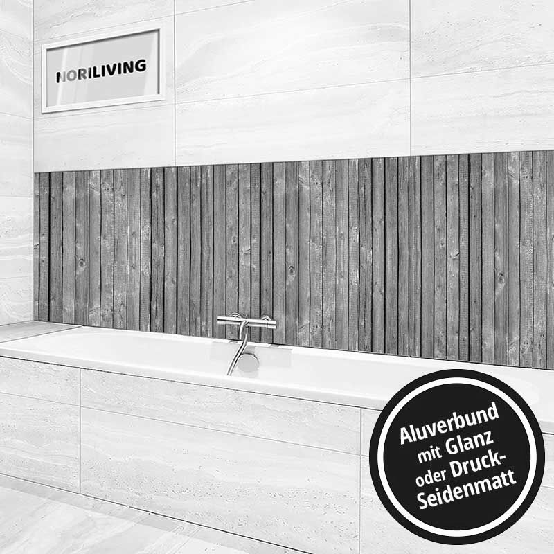 Ansicht des Badrückwand-Motivs Holz Textur Hintergrund 171 schwarz-weiß Höhe zentriert