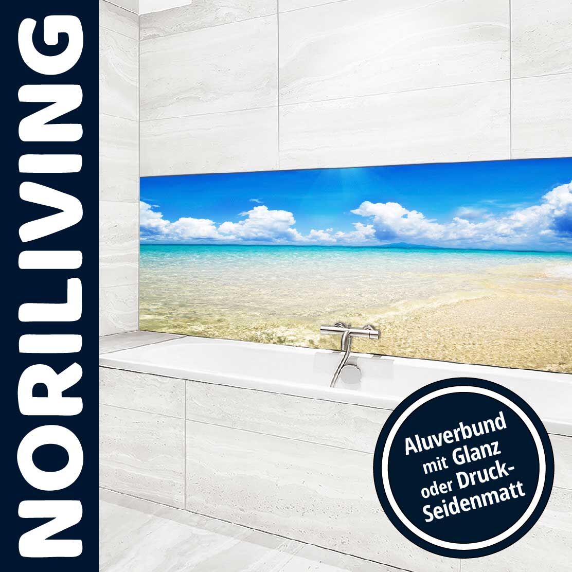 Ansicht des Badrückwand-Motivs Karibik Strand 283 Unterkante