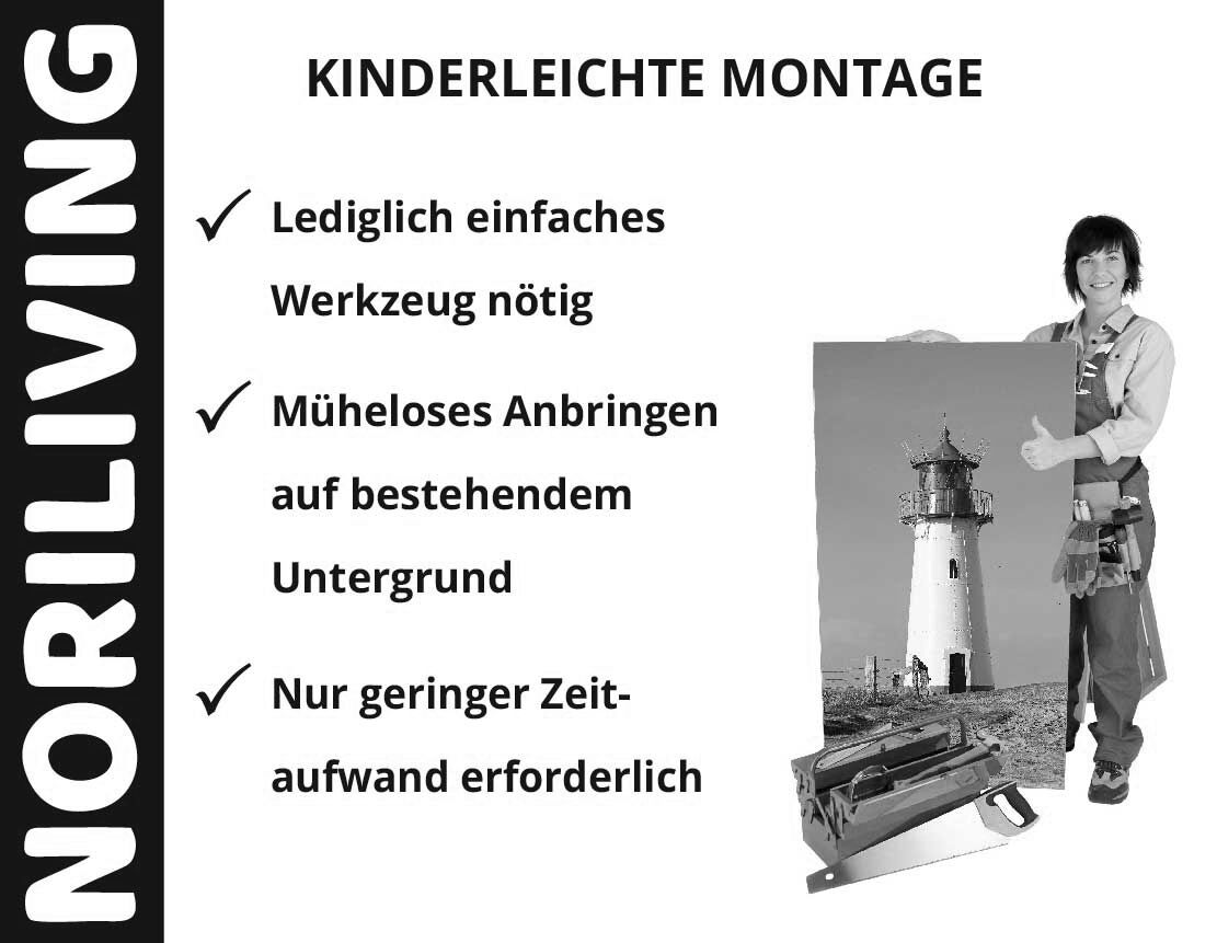 Aufzählung der Vorteile einer Badrückwand aus Aluverbund