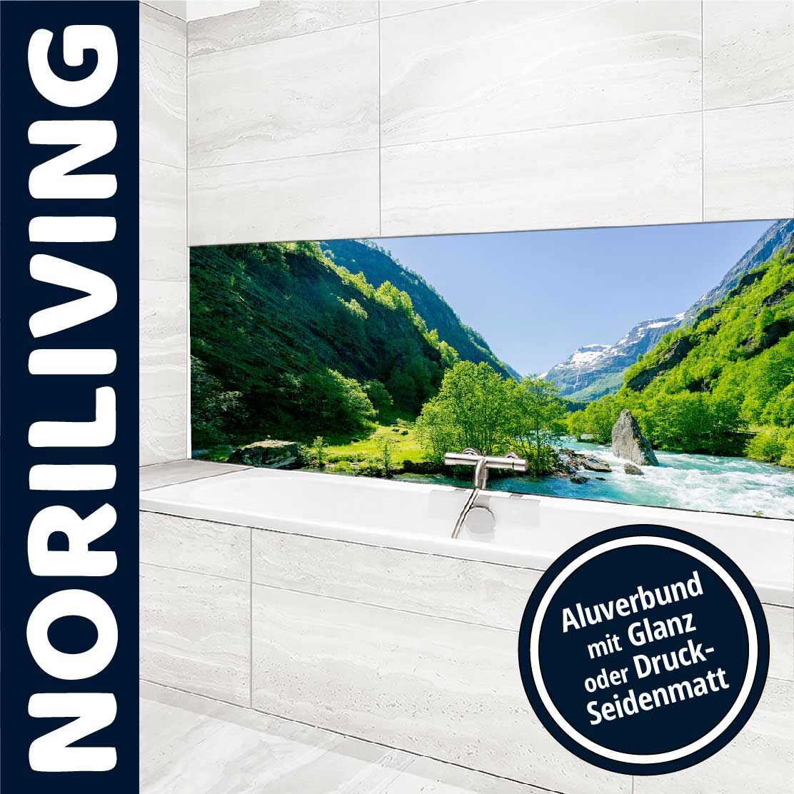 Ansicht des Badrückwand-Motivs Schönes Flam-Tal in Norwegen 082 Oberkante