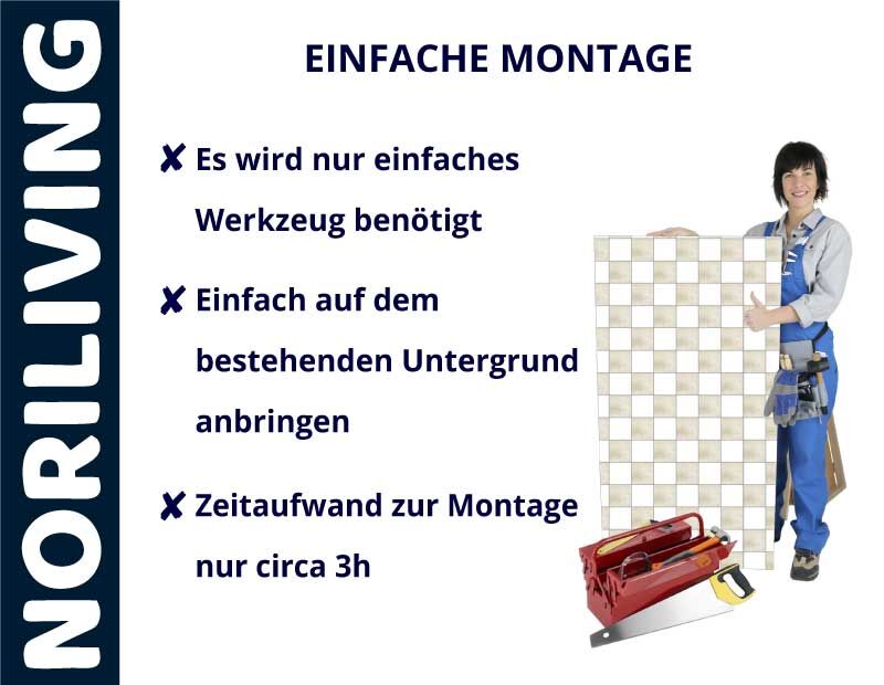 Aufzählung der Vorteile einer Duschrückwand aus Aluverbund