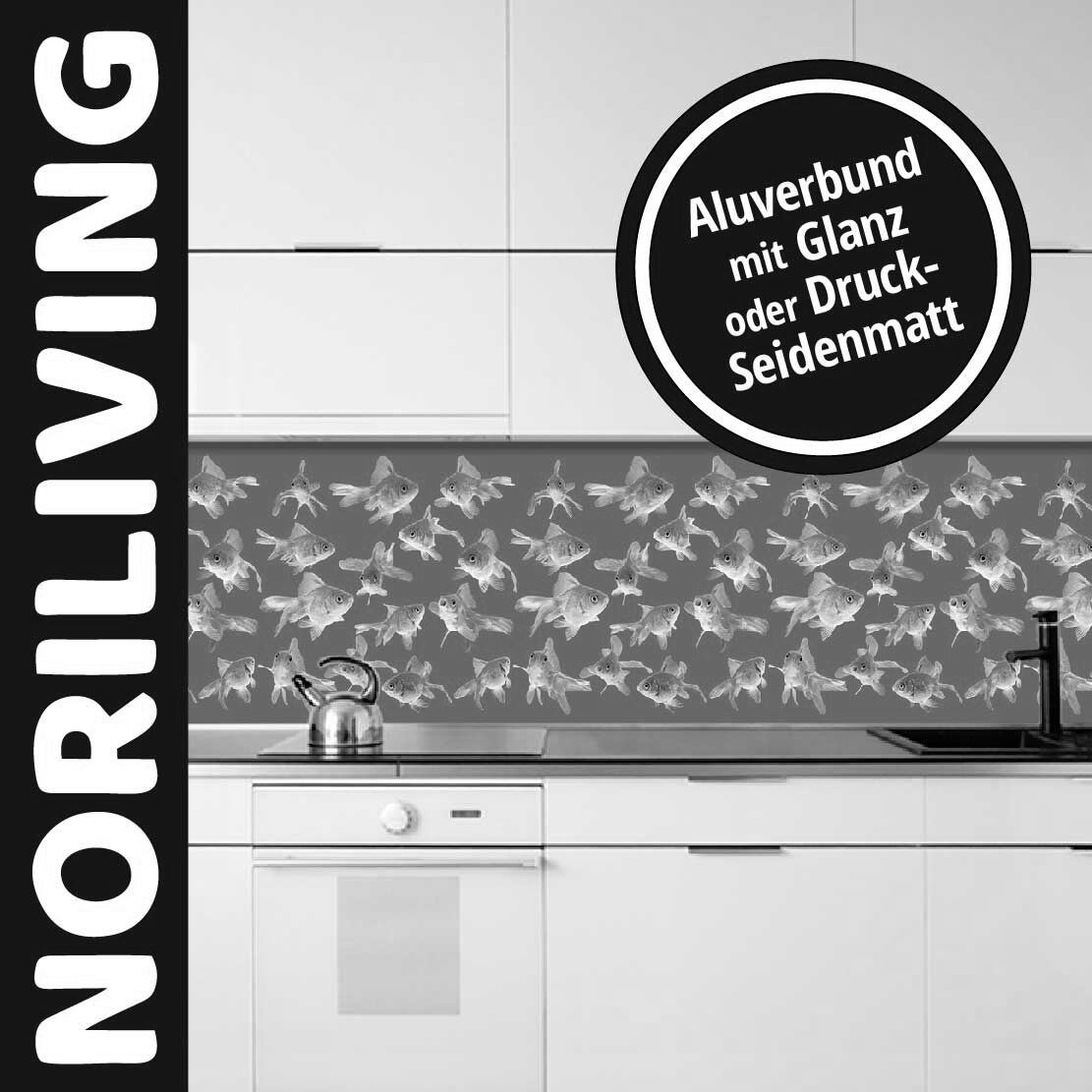 Abbildung einer Küchenrückwand mit Motiv Goldfische 342 schwarz-weiß