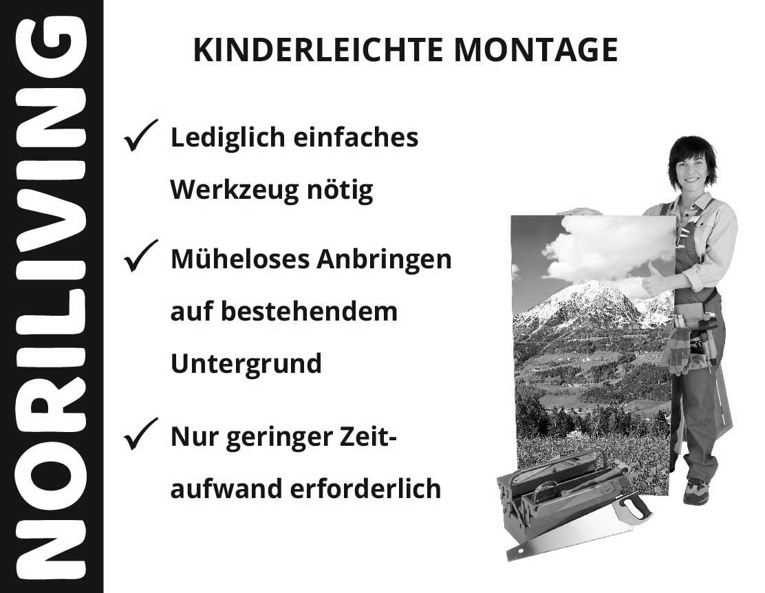 Aufzählung der Vorteile einer Badrückwand aus Aluverbund
