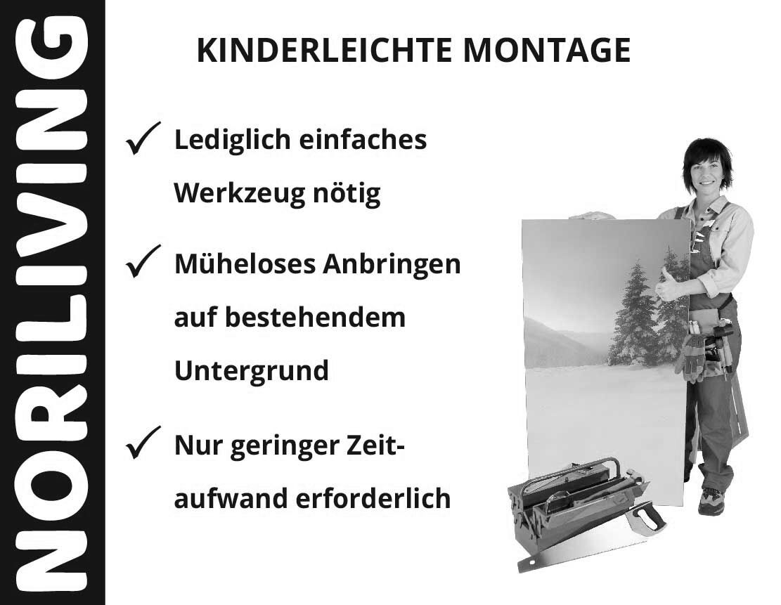 Aufzählung der Vorteile einer Badrückwand aus Aluverbund