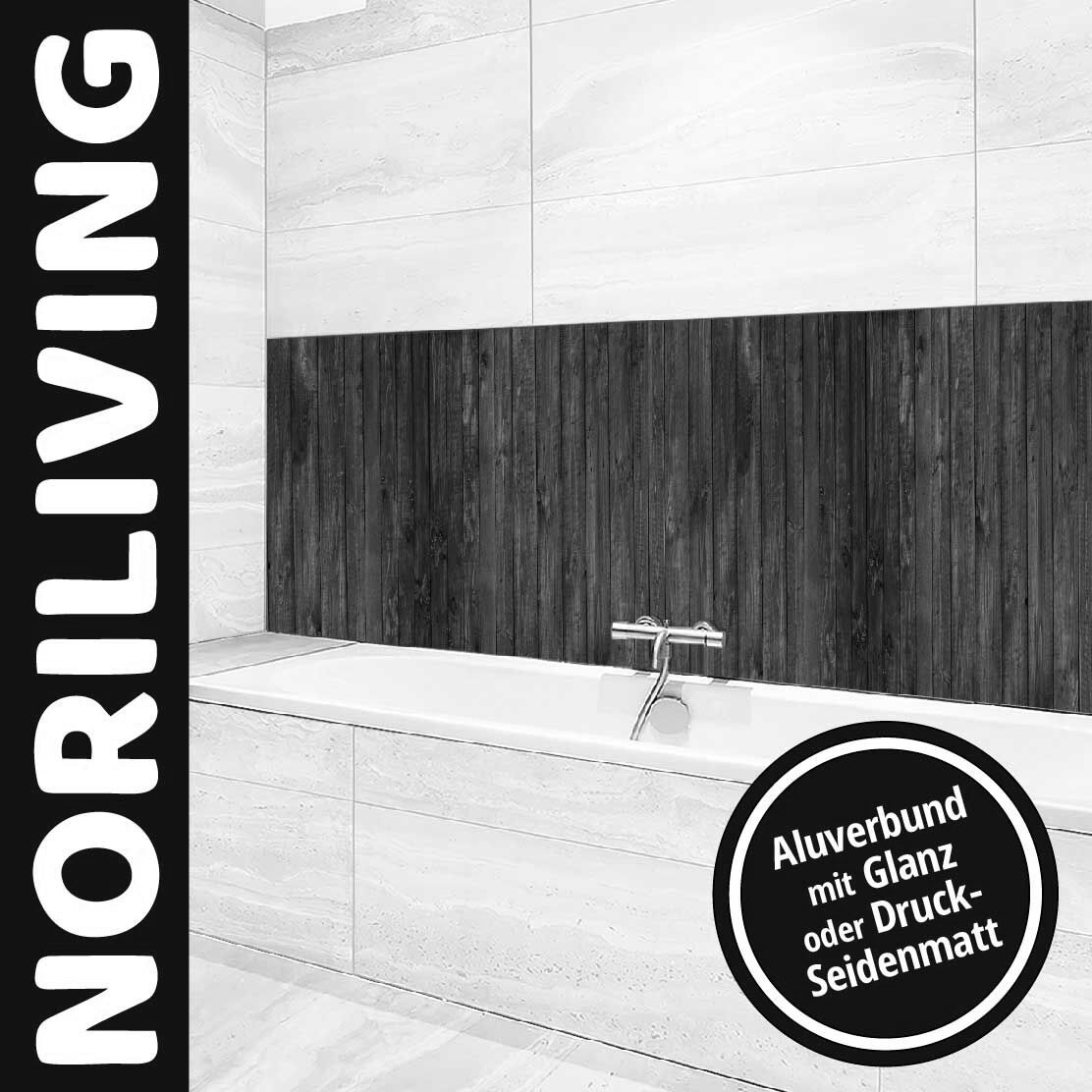 Ansicht des Badrückwand-Motivs Alte Holzbohlen 056 schwarz-weiß Oberkante