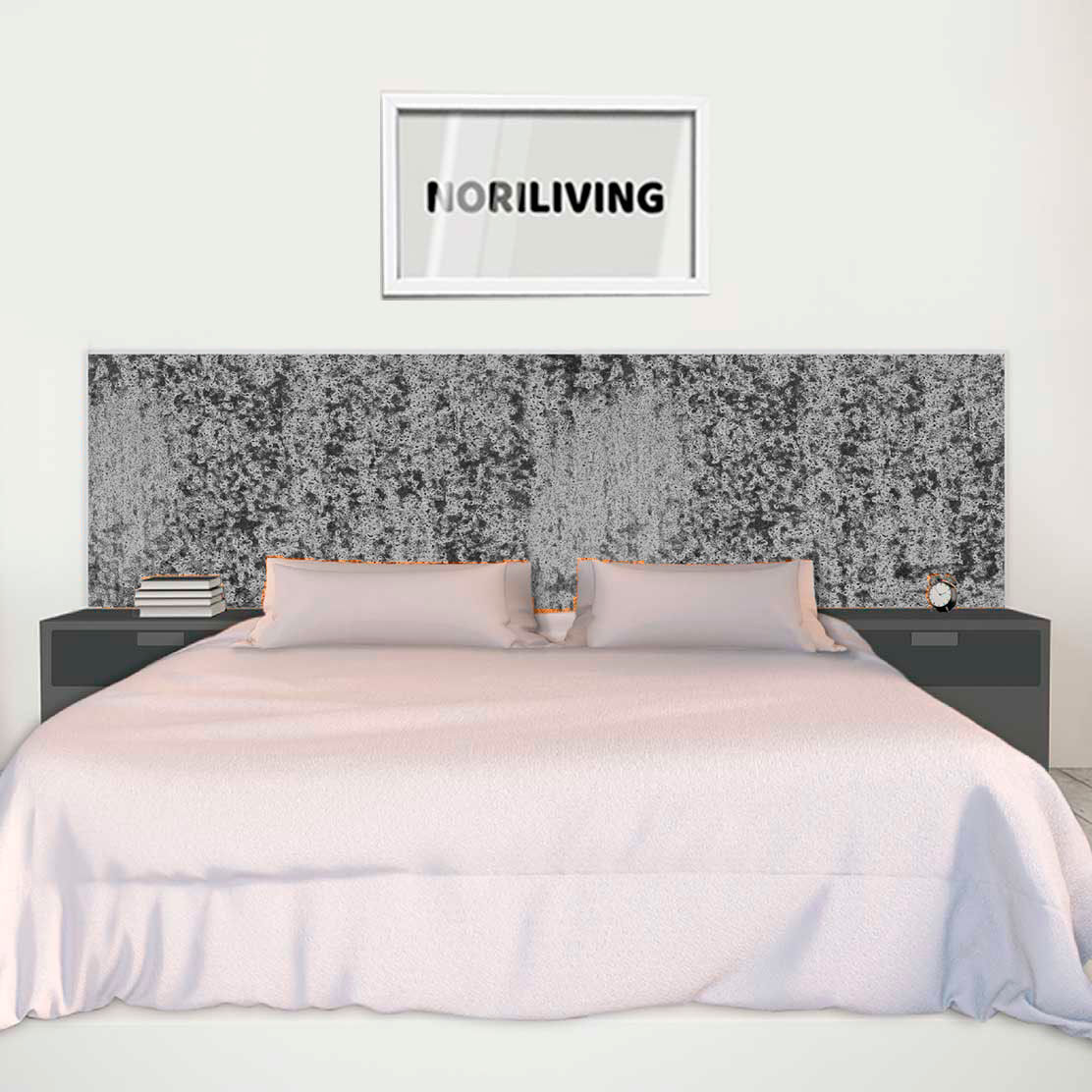 im Schlafzimmer eingebaute Bettrückwand mit Motiv Rost 518 schwarz-weiß
