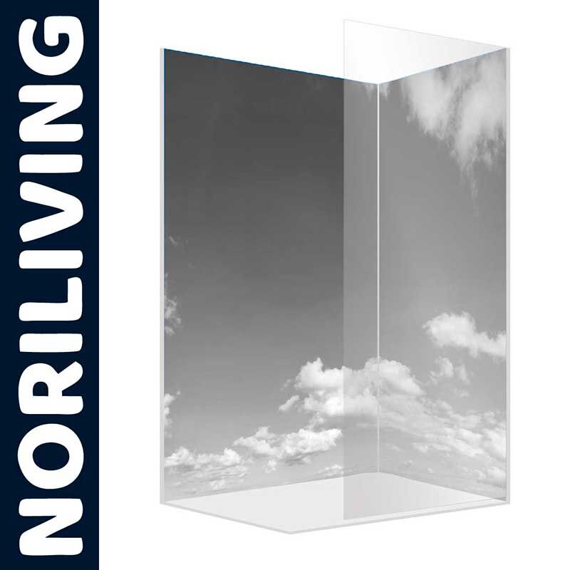 Elegante Glasduschabtrennung mit Wolkenmotiv von NORILIVING