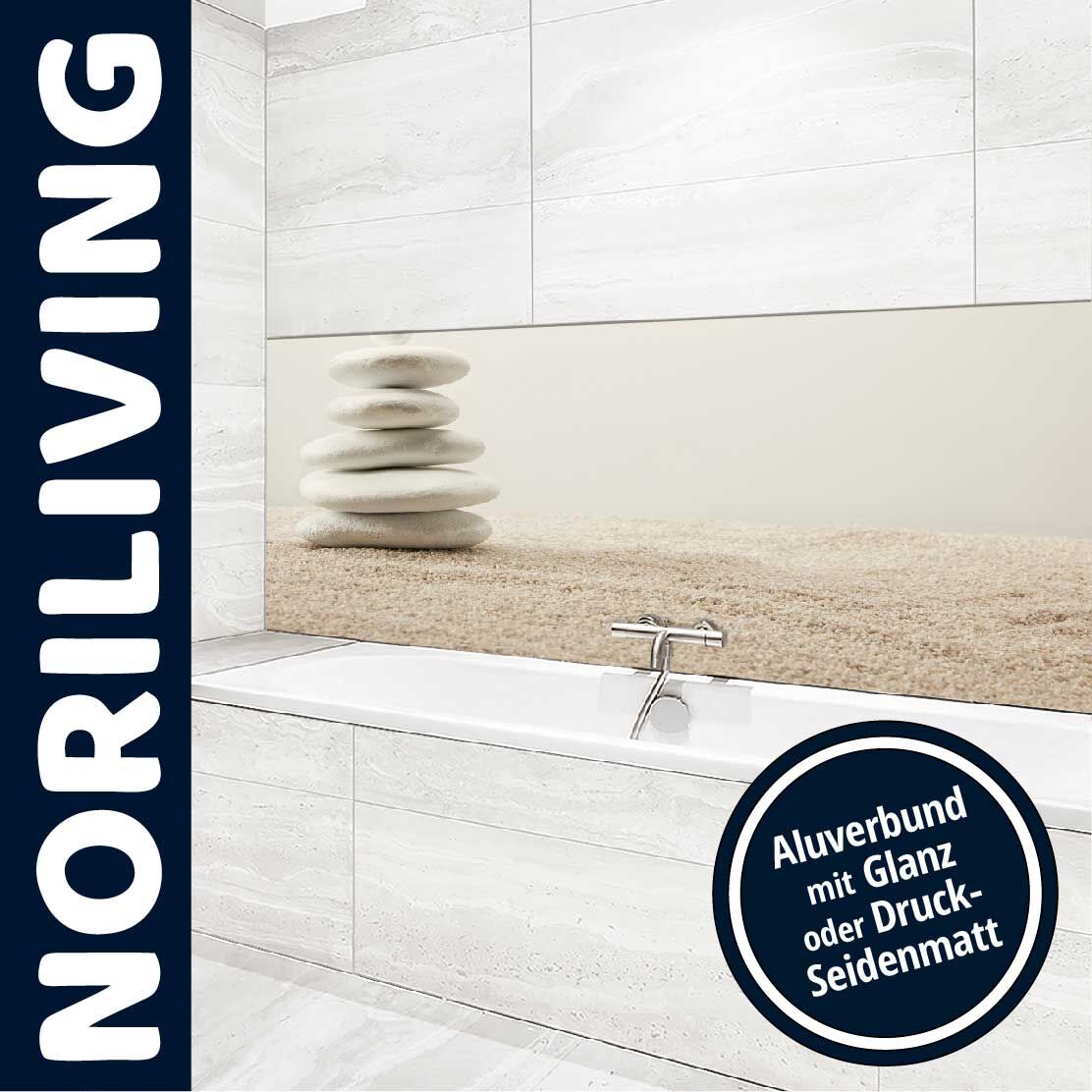 Ansicht des Badrückwand-Motivs ZEN Sand beige 298 Unterkante