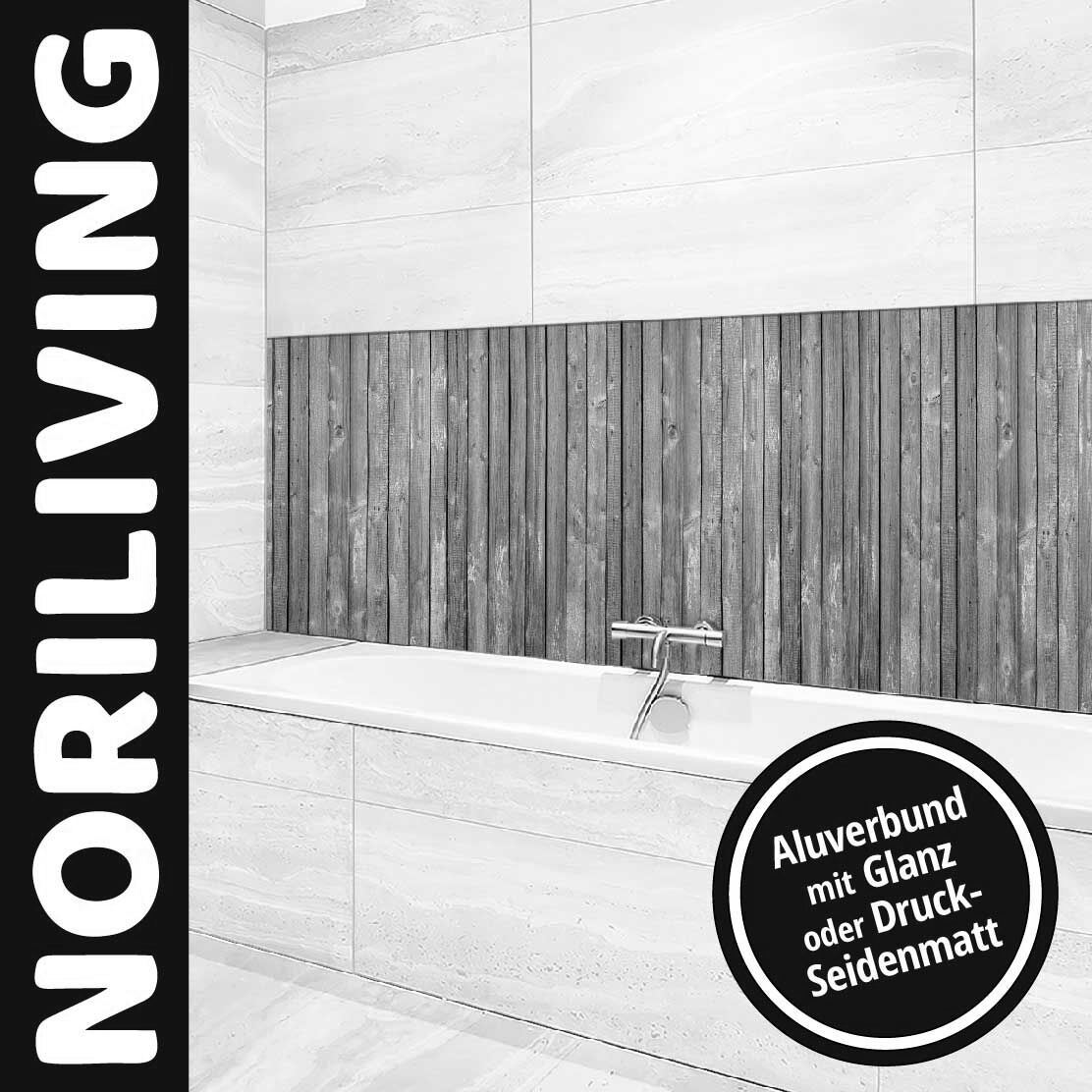 Ansicht des Badrückwand-Motivs Holz Textur Hintergrund 171 schwarz-weiß Unterkante