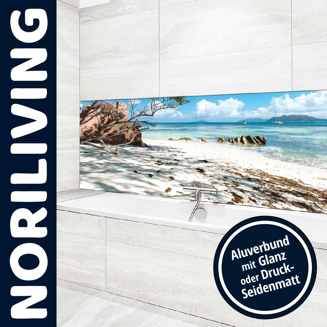 Ansicht des Badrückwand-Motivs Am Strand 111 Unterkante