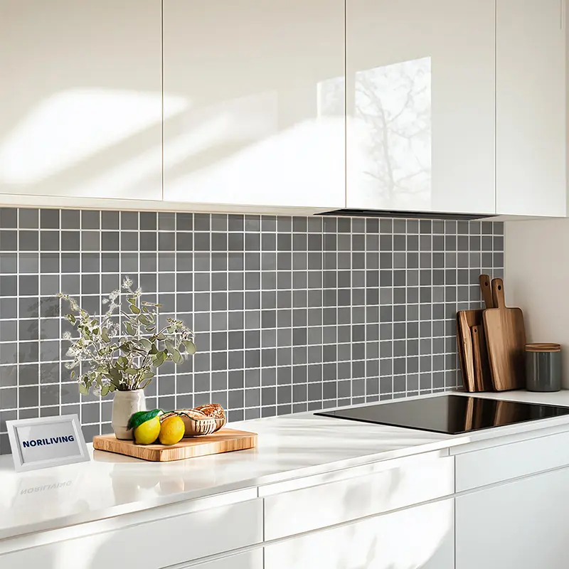 Küchenrückwand Alu Fliesenoptik 056 schwarz-weiß