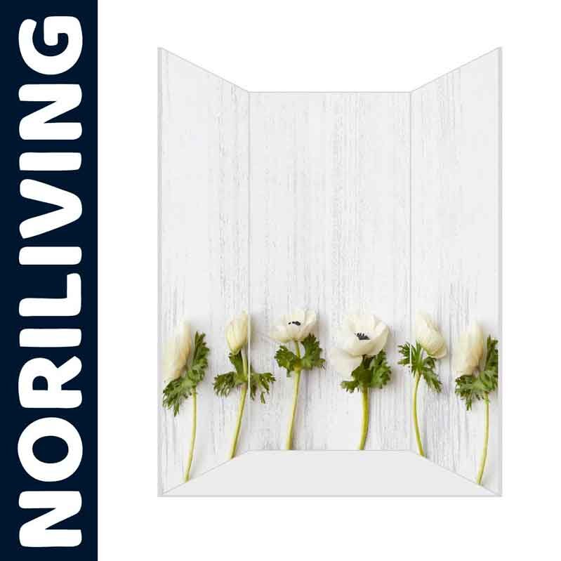 Weißer Raumteiler mit Blumenmuster von Noriliving