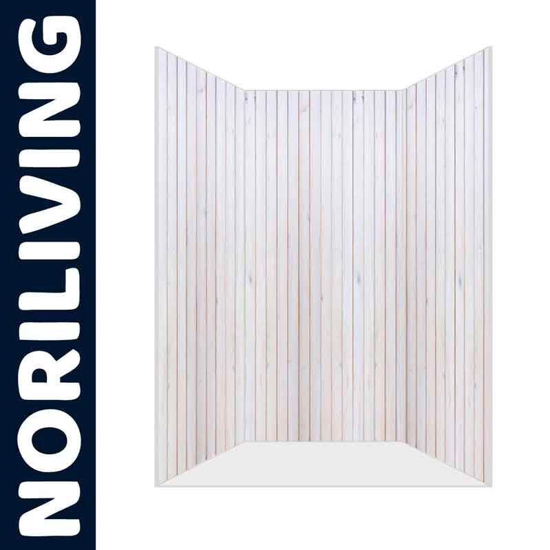 Dekorativer, faltbarer weißer Raumteiler aus Holzlatten im skandinavischen Design von Noriliving
