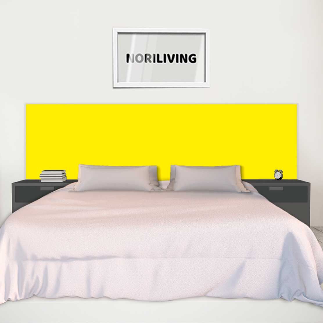 im Schlafzimmer eingebaute Bettrückwand mit Motiv Unifarbe Gelb 2367