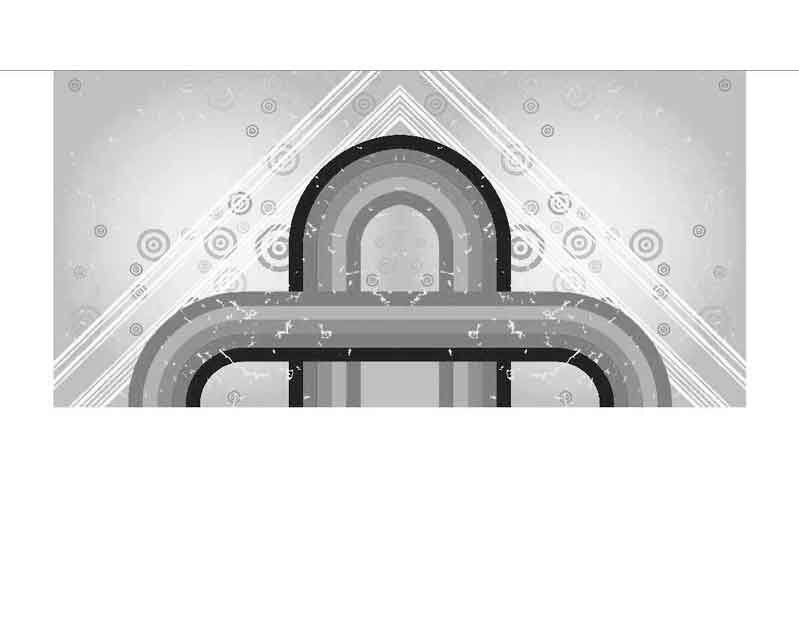Schwarz-weiße abstrakte Illustration mit Bögen und Kreisen