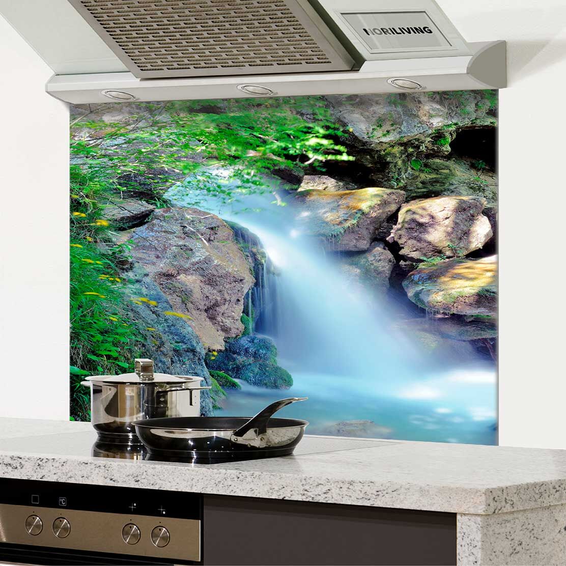 in der Küche eingebauter Spritzschutz Küche - Herd mit Motiv Wasserfall in Klamm 685