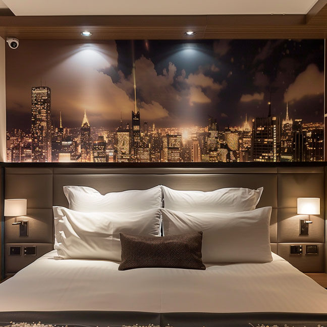 Bild: Bettrückwand mit New Yorker Skyline Eine Darstellung von Bettrückwand mit New Yorker Skyline