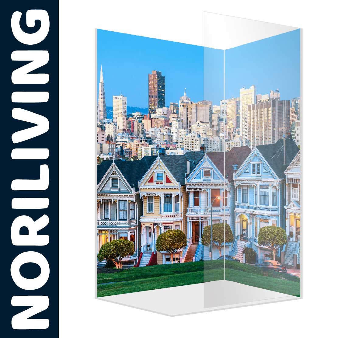 Abbildung einer Eck-Duschrückwand mit Motiv Painted Ladies von San Francisco 547