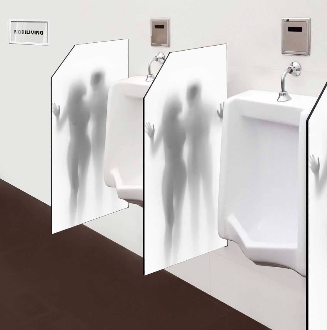 in der Toilette eingebaute Schamwand mit Motiv Konturen Menschen Silhouette 620
