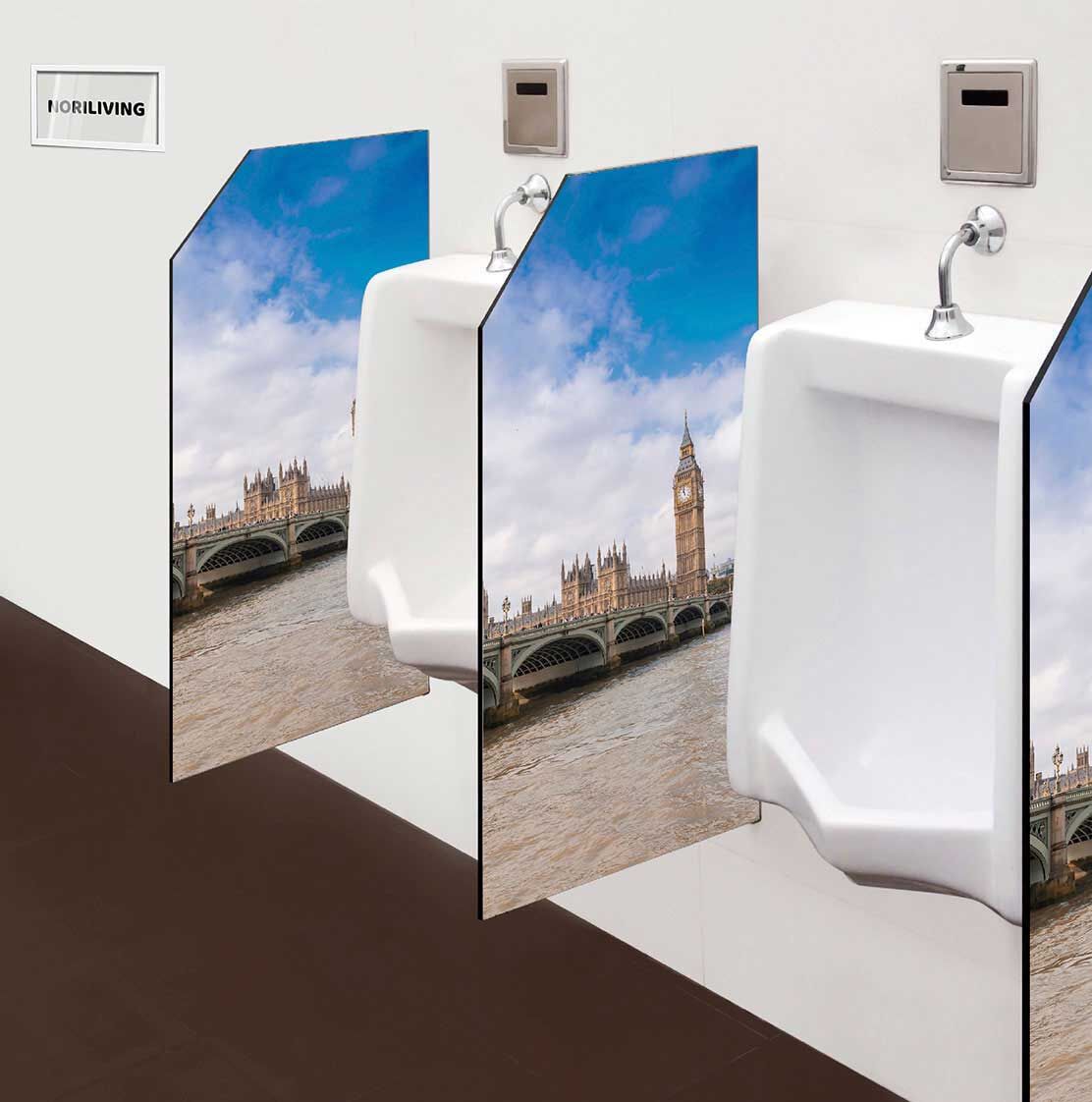 in der Toilette eingebaute Schamwand mit Motiv Westminster Brücke & Houses of Parliament London 888