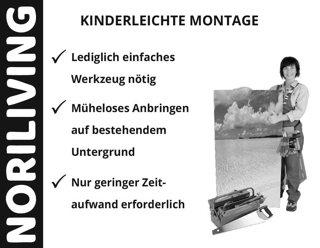 Aufzählung der Vorteile einer Badrückwand aus Aluverbund