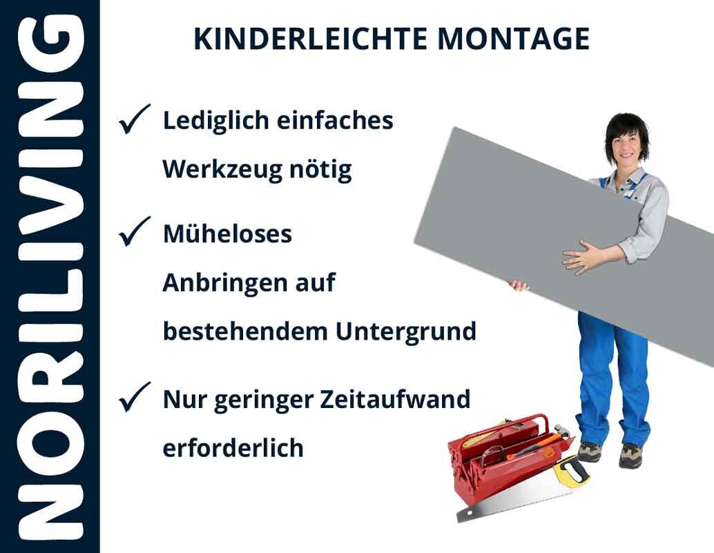 Noriliving - Einfache Montage mit minimalem Werkzeugbedarf, schneller Einbau auf bestehendem Untergrund