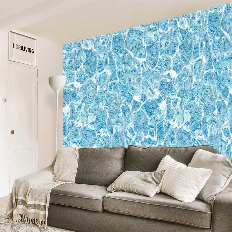 im Wohnzimmer eingebaute Wohnzimmerrückwand mit Motiv Wasser im Schwimmbecken 102