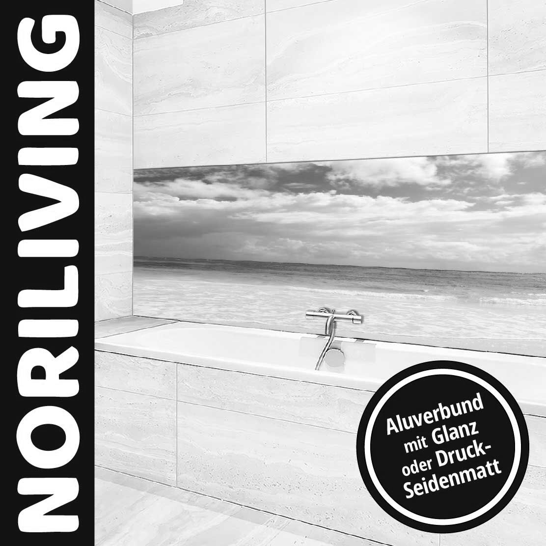 Elegante Badewanne mit Aluverbund-Wand in Glanz oder Druck-Seidenmatt von Noriliving