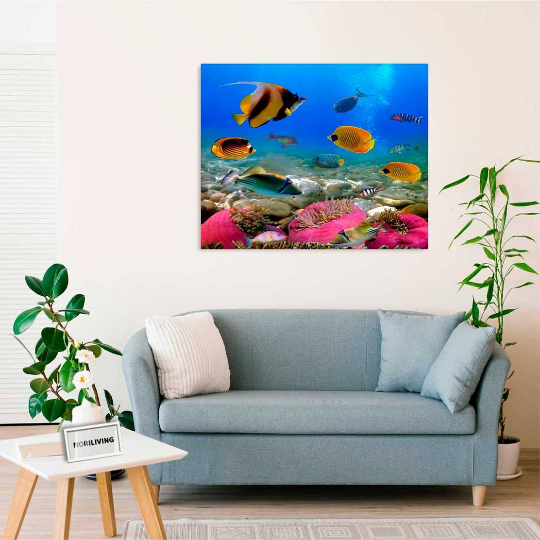 Wandbild über dem Sofa mit Motiv Fische im Meer 506