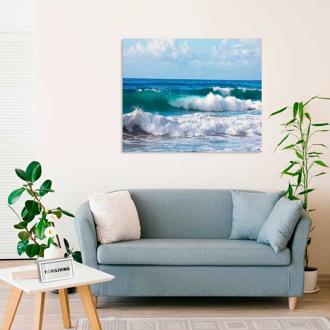 Wandbild über dem Sofa mit Motiv Ozeanwelle im türkisen Meer 543