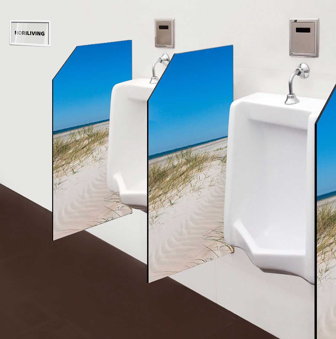 in der Toilette eingebaute Schamwand mit Motiv Dünen Gras Strand 595