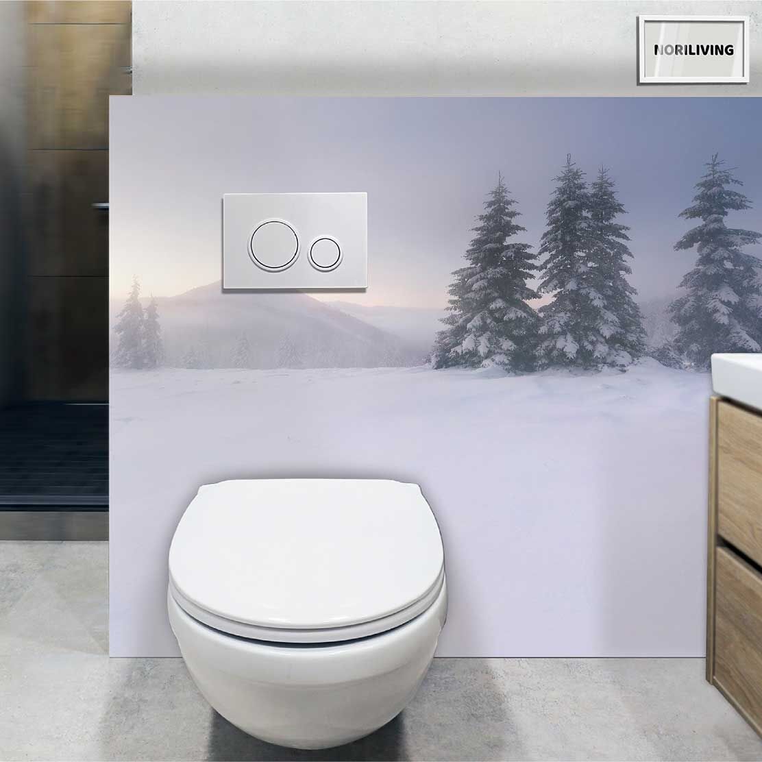 im WC eingebaute Toilettenrückwand mit Motiv Winter Wonder Land 120