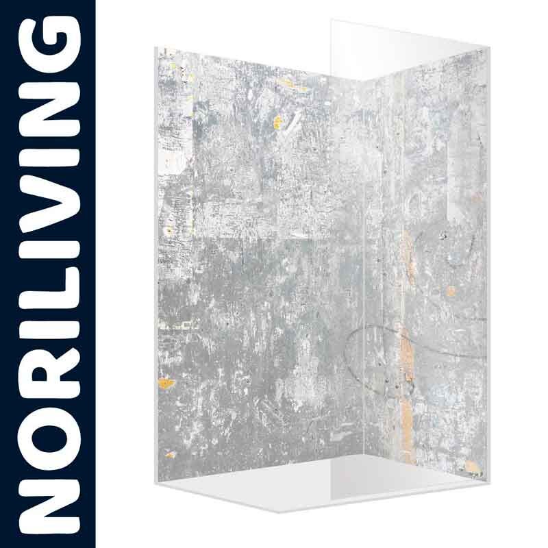 Eckduschwand mit industriell inspiriertem Muster von NORILIVING