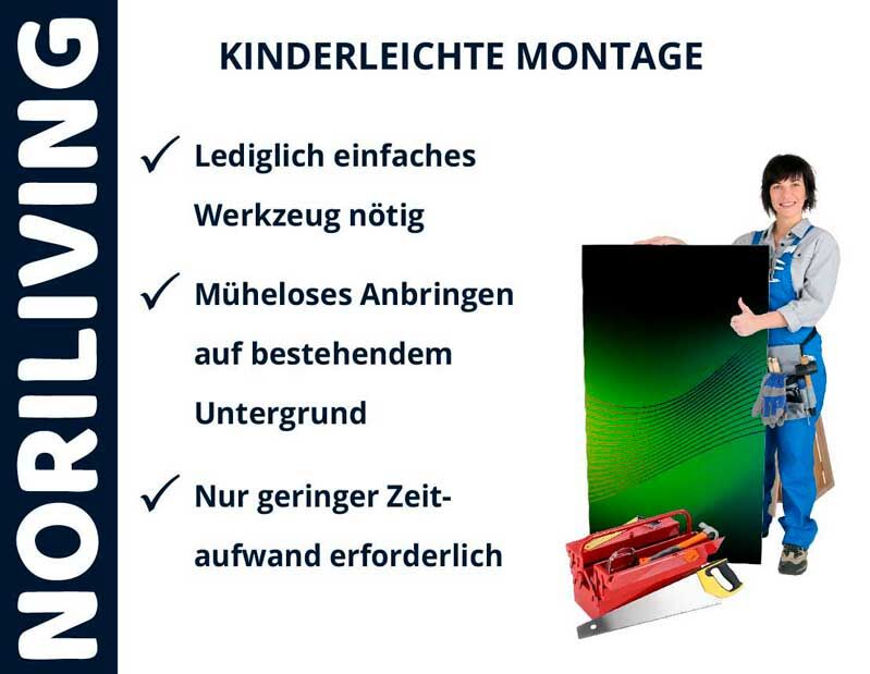 NORILIVING Produktwerbung, kinderleichte Montage, einfache Werkzeuge, zeitsparend