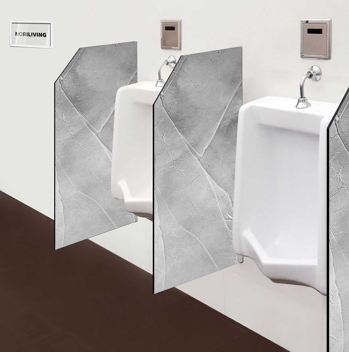 in der Toilette eingebaute Schamwand mit Motiv Marmor beige 705 schwarz-weiß
