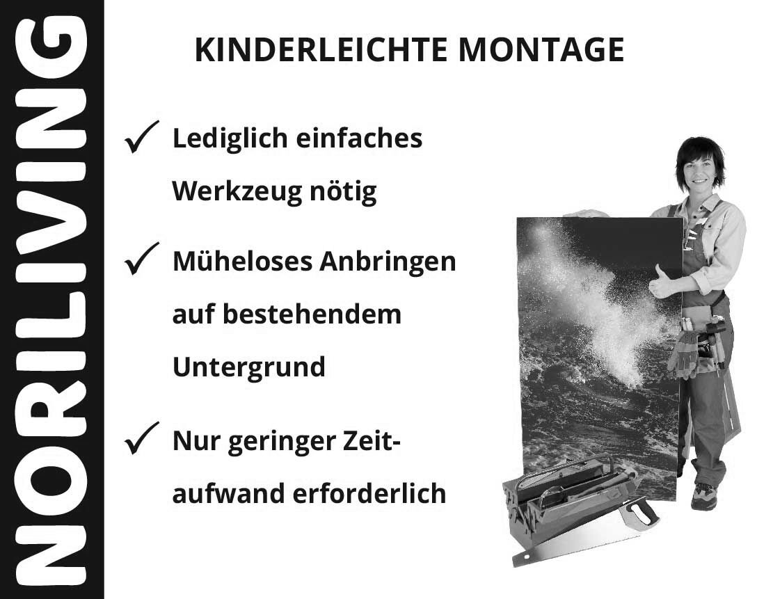 Aufzählung der Vorteile einer Badrückwand aus Aluverbund
