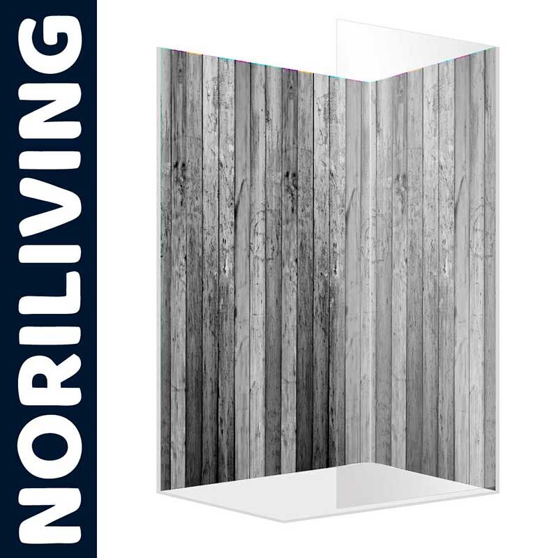 Duschabtrennung von NORILIVING mit stilvollem Holzdesign