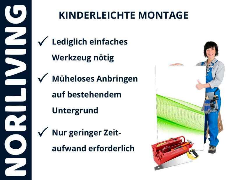 Noriliving Wandmontage-Anleitung: Werkzeug und Installationsprozess mit freundlicher Person